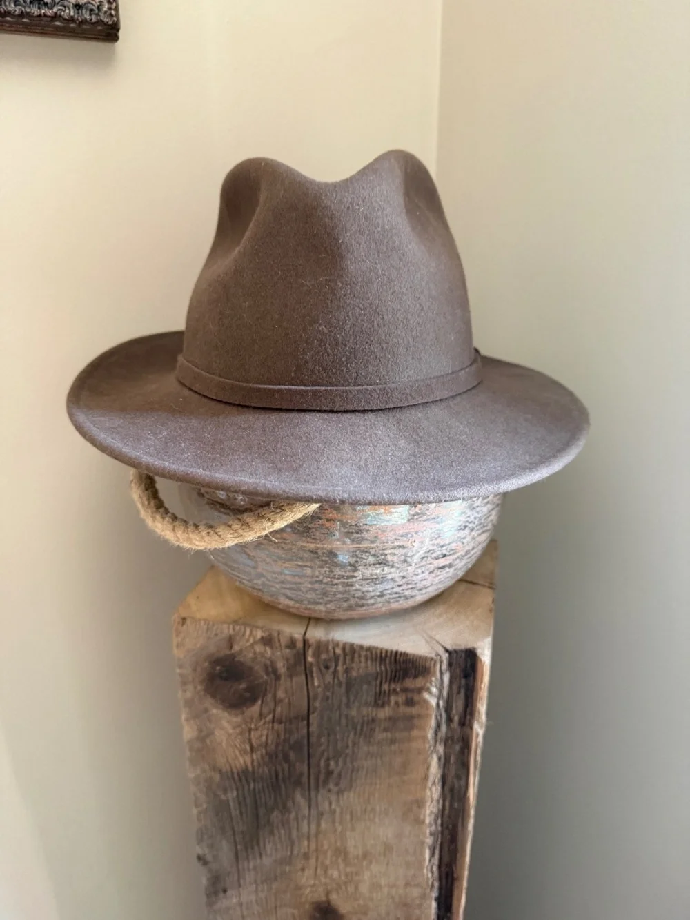 Schuman & Sullivan of New Haven Connecticut Crusher Brown Wool Fedora Sz L Exc